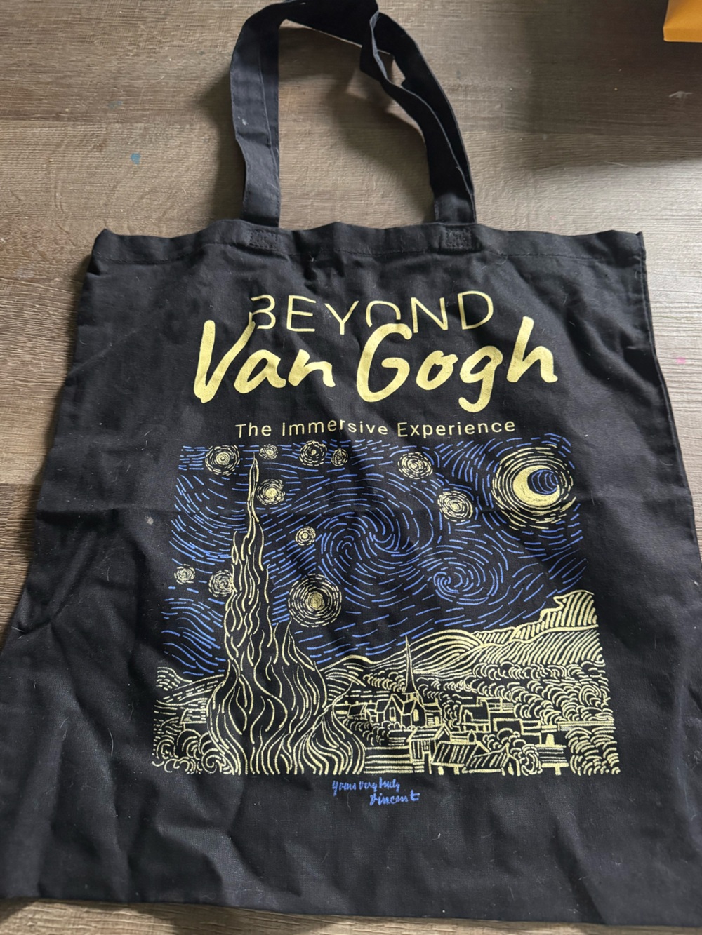 Beyond Van Gogh Black Graphic Tote bag - 'The Immersive Experience'